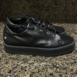AGL Black Leather Sneakers with Glitter Sole